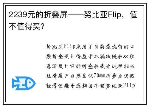 2239元的折叠屏——努比亚Flip，值不值得买？
