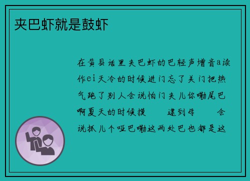 夹巴虾就是鼓虾