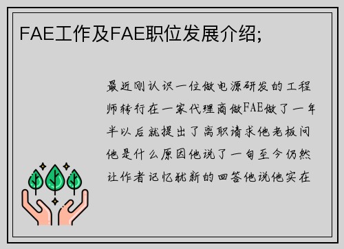 FAE工作及FAE职位发展介绍;